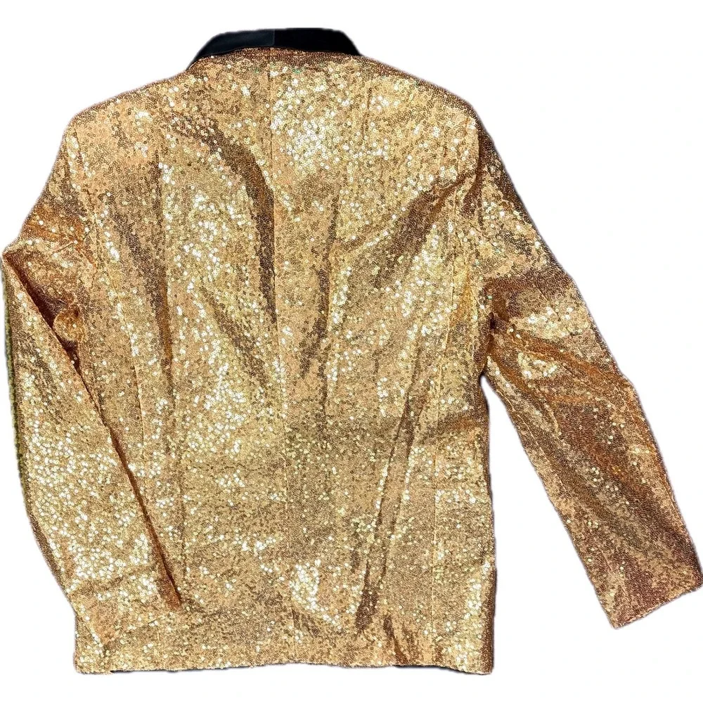NWT Coucoland Gold Sequin Disco Blazer Jacket 70s Party Tuxedo Costume Men XL